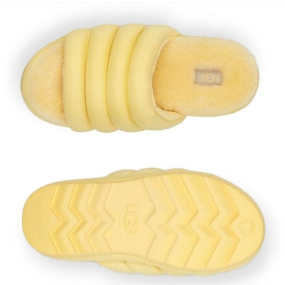 UGG BANANA YELLOW MAXI SHEEPSKIN PLATFORM Women SANDALS size8 new - Picture 8 of 8